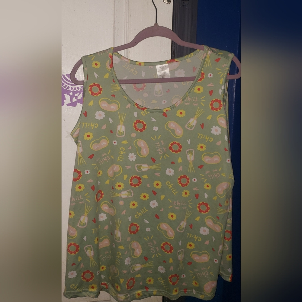 Serra Green Floral Patterned Tank Top
